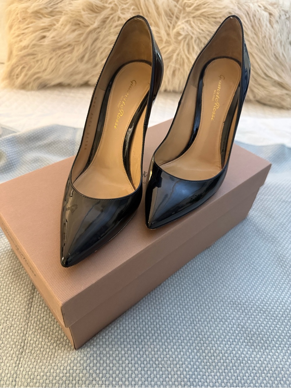 Gianvito Rossi Black Patent Pointed Toe Stilettos